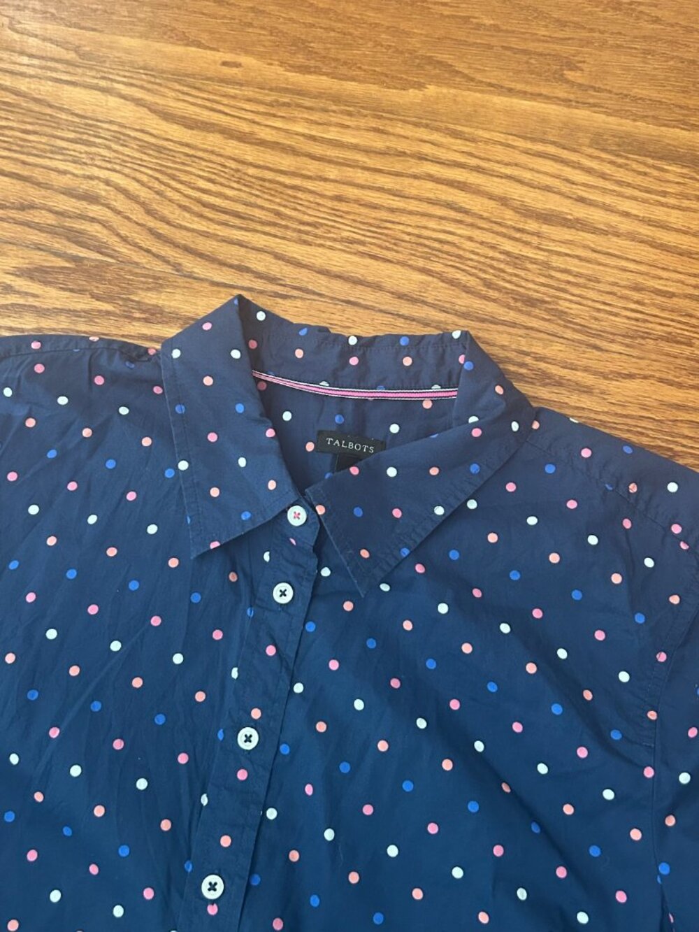 Talbots The Classic Casual Shirt Multi-Color Polka Dots Size XL Preppy Size 16 - Picture 6 of 12